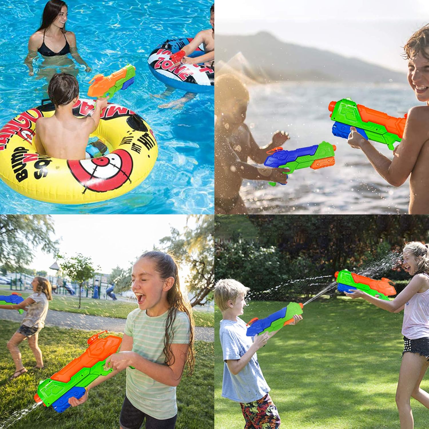 HAJACK Water Gun, 2 Pack Water Guns for Kids, 1400CC High Capacity, Long Range Squirt Guns, Shoot Up to 40 Feet, Summer Swimming Pool Beach Party Water Outdoor Fighting Toy: Toys & Games