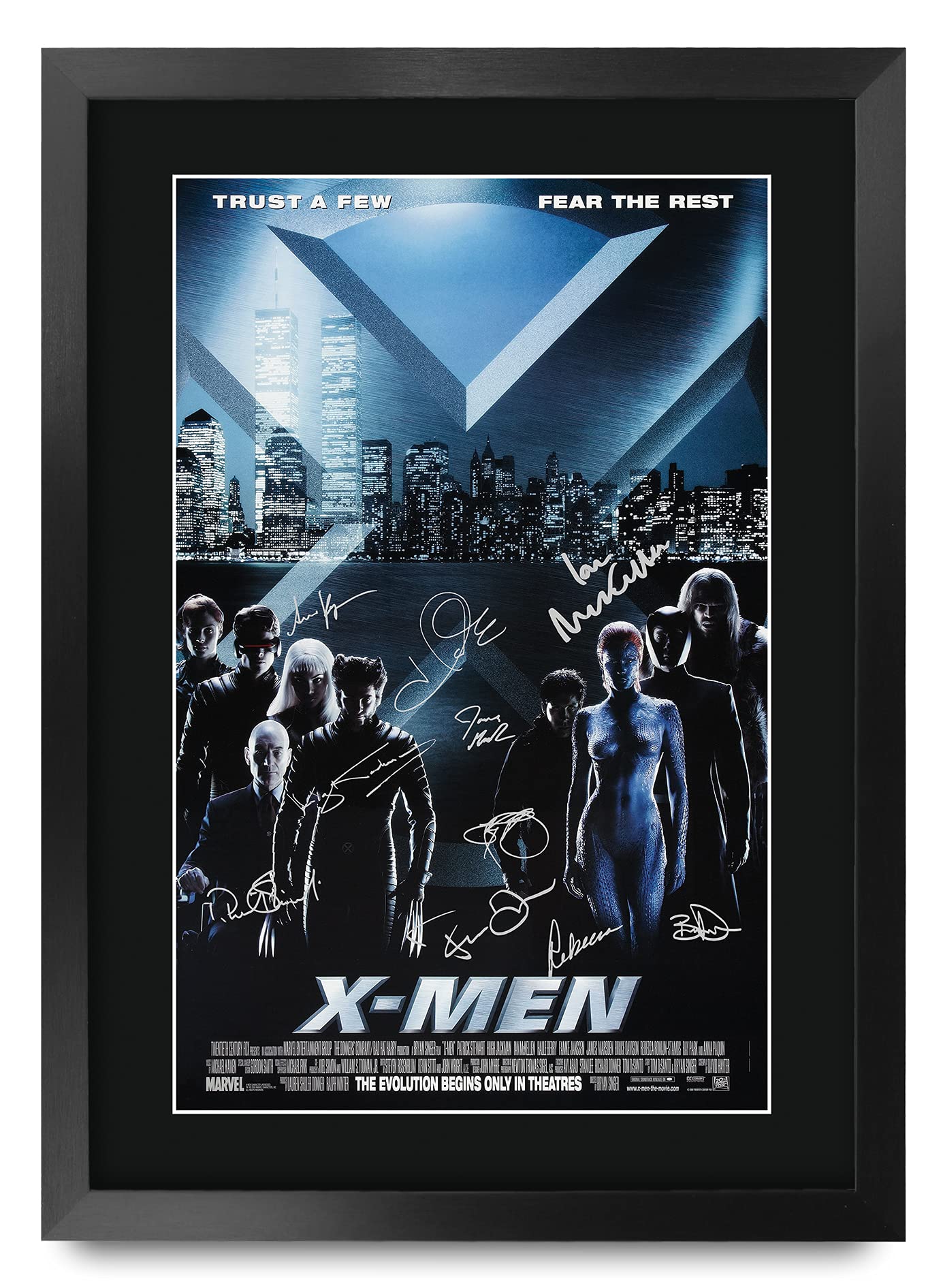 HWC Trading FR A3 X-Men 1 Hugh Jackman, Patrick Stewart Gifts Printed Poster Signed Autograph Picture for Movie Memorabilia Fans - A3 Framed