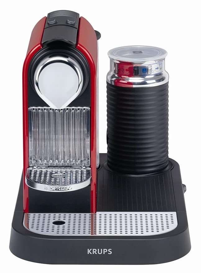 Krups Nespresso CitiZ und Milk XN7106 Kaffeekapselmaschine, fire-engine rot