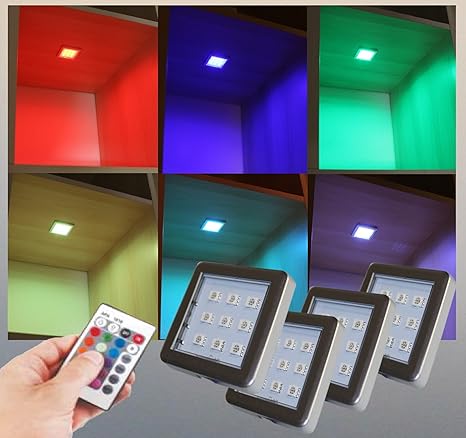 RGB LED Unterbauleuchten Helitec 4-er Set mit Trafo Steuerung und