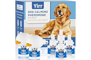 Yirr Dog Calming Diffuser, 8 in 1 Dog Pheromones Calming Diffuser, Relaxing Pheromone for Dogs Relief Stress Anxiety Reduce Aggression Barking, Help Train Dog to Pee, 2 Diffuser 6 Refill(48ml)