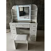 Arulvmrn 43" Large Vanity Desk with 30" HD Lighted Mirror,538YMMIR