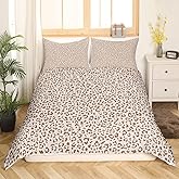 Castle Fairy Leopard Print Duvet Cover Twin Size,African Cheetah Wildlife Bedding Set 2 Pcs for Kids Teens,Wild Animal Fur Pattern Comforter Cover Soft Bedding Set Bedroom Decor