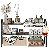 NETEL Under Sink Organizers and Storage, 2 Tier Expandable Under Cabinet Organizer Shelf with 2 Baskets and 6 Panels, Expandable Shelf for Cupboard, Kitchen, Bathroom, Shoe Storage Rack