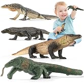 THINKBAY 4PCS Komodo Dragon Lizard Animal Figurines Toys,Realistic Plastic Lizard Toys Realistic Reptile Figures, Educational Toy for Boys,Girls, and Kids