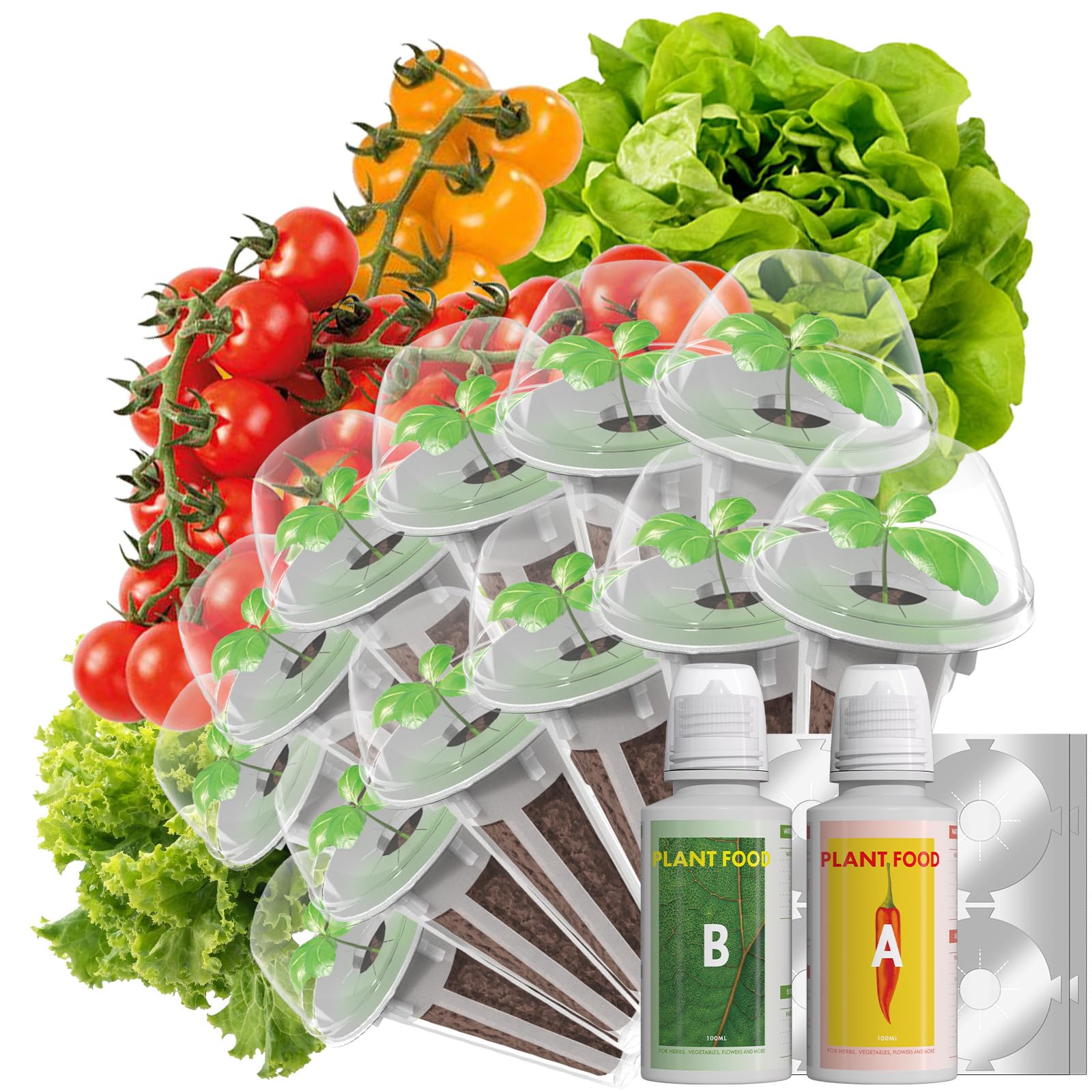 Photo 1 of LYKO Low-Calorie Salad Seed Pods for AeroGarden, Ahopegarden, iDOO Hydroponics Growing System, 350 Seeds+ Including American Fast Lettuce, Buttercrunch Lettuce, Red Tomato, Golden Tomato (12-Pods)