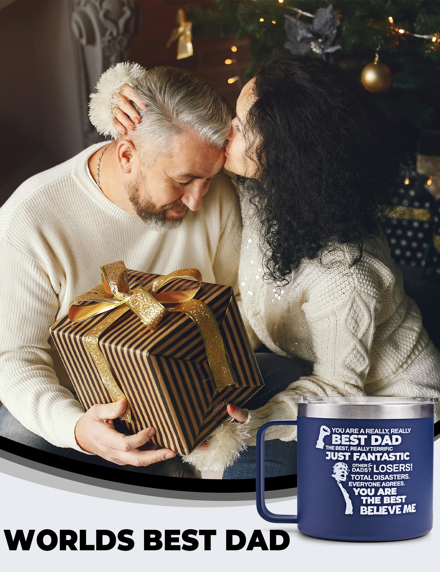 Cessfle Christmas Gifts for Dad, 14oz Funny Trump Dad Mug, Funny Dad Birthday Gifts from Daughter Son Wife Kids, Best Dad Coffee Mug for Dad Husband Men(Blue Gray)