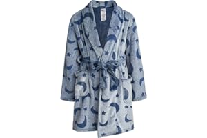 Rene Rofe Boys' Robe - Soft Fuzzy Plush Fleece Robe for Boys - Lightweight Collared Long Sleve Bath Robe (6-14)