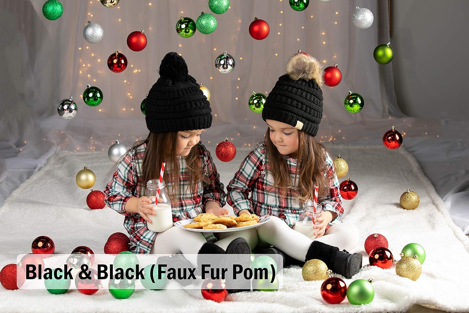 Kids Pom Beanie - Indi Pink (Faux Fur pom): Clothing