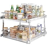 VEVOR 2 Tier 20"Wx21.2"Dx15.2"HPull Out Cabinet Organizer, Heavy Duty Slide Out Pantry Shelves, Steel Roll Out Drawers, Sliding Drawer Storage for Home, 21.5"Wx22.5"Dx19"H Install Size for Cabinet