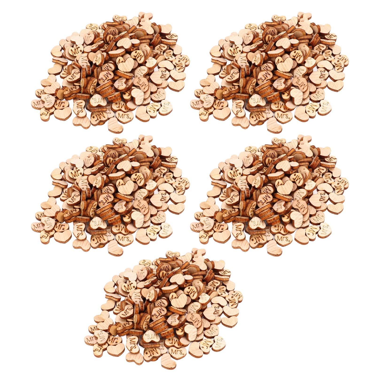 plplaaoo 1000Pcs Rustic Wedding Wood Heart Confetti for Rustic Wedding Party Table Deco Wooden Love Hearts Confetti Well Polished Deformation Resistance Mr Mrs Lettering Wood Confetti