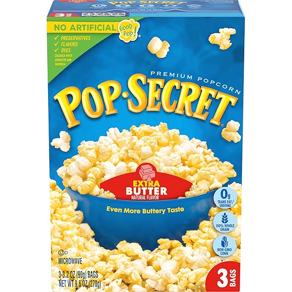 POP SECRET MICROWAVE POPCORN, EXTRA BUTTER FLAVOR, 3.2...