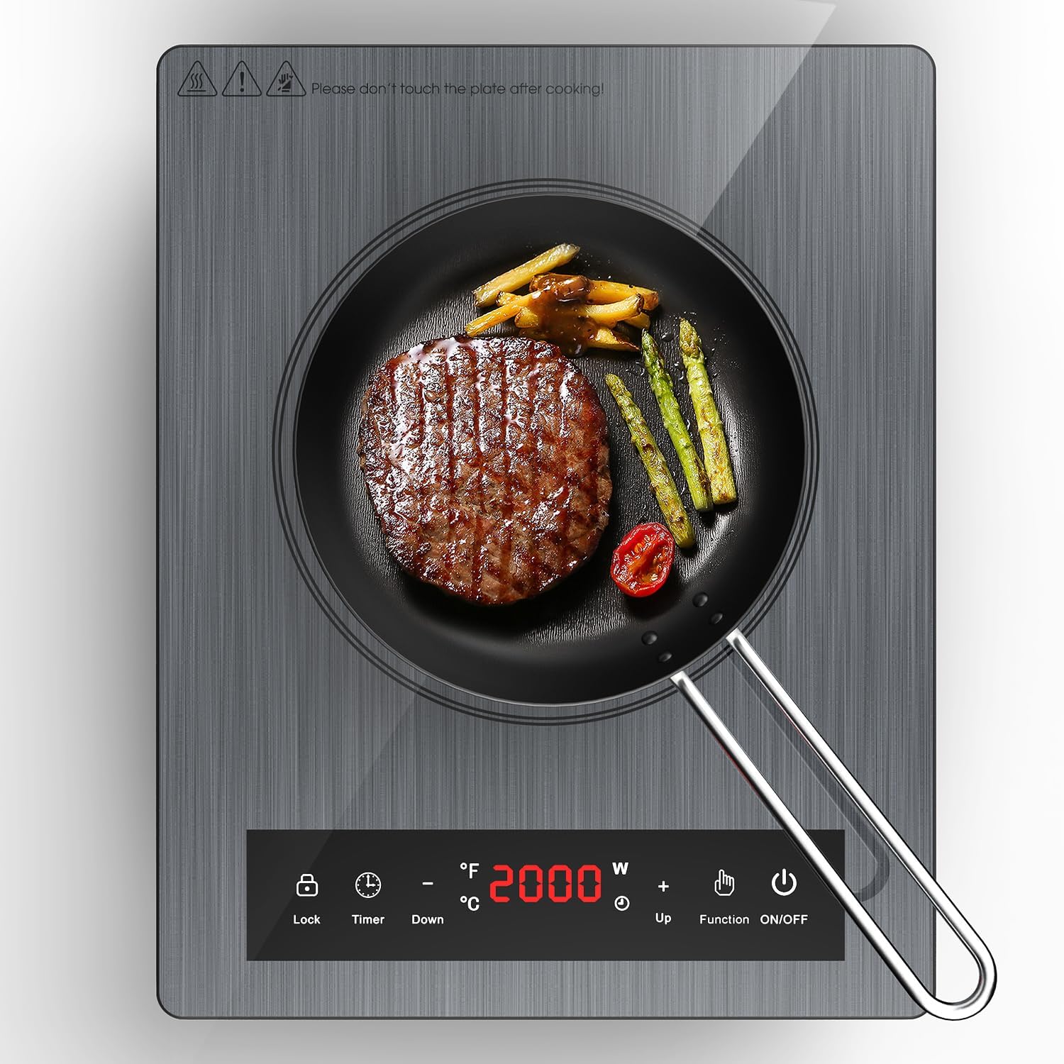 Portable Induction Cooktop 110v,1800W Countertop Single Burner Induction Hot Plate,ANHANE Electric Stove for Cooking,3-Hour Setting,Grey Crystal Glass Surface,Compatible with Magnetic Cookware