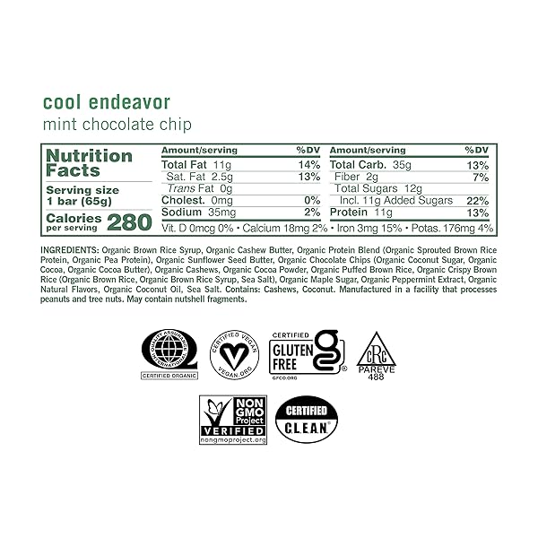 GOMACRO MACROBAR ORGANIC VEGAN PROTEIN BARS – MINT CHOCOLATE CHIP, 2.3 OUNCE BARS, (PACK OF 12)