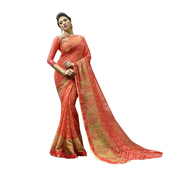 Womens Silk Saree With Blouse (RAHI22502SSSR001_Peach)