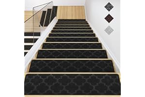 GOYLSER Non Slip Carpet Stair Pads Tape Set of 15, Inside Stair Grip Non Slip Tape Anti Slip Tape for Stairs, Quick Dry Anti Slip Stair Treads Indoor, Black Indoor Stair Carpet Cover Rug Mat, 30x8 inch
