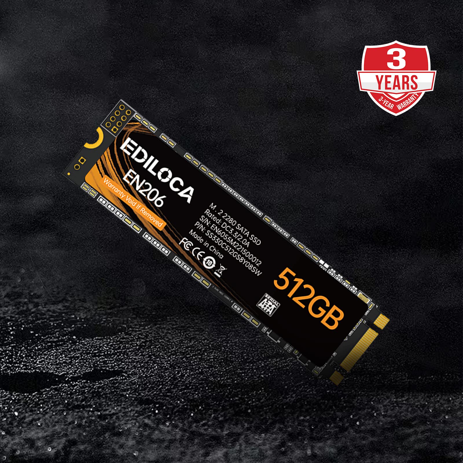 EN206 512GB 3D NAND TLC M.2 SSD, M.2 2280 SATA III 6Gb/s SSD Internal Hard Drive, Read/Write Speed up to 550/460 MB/s, Compatible with Ultrabooks, Tablet Computers and Mini PCs