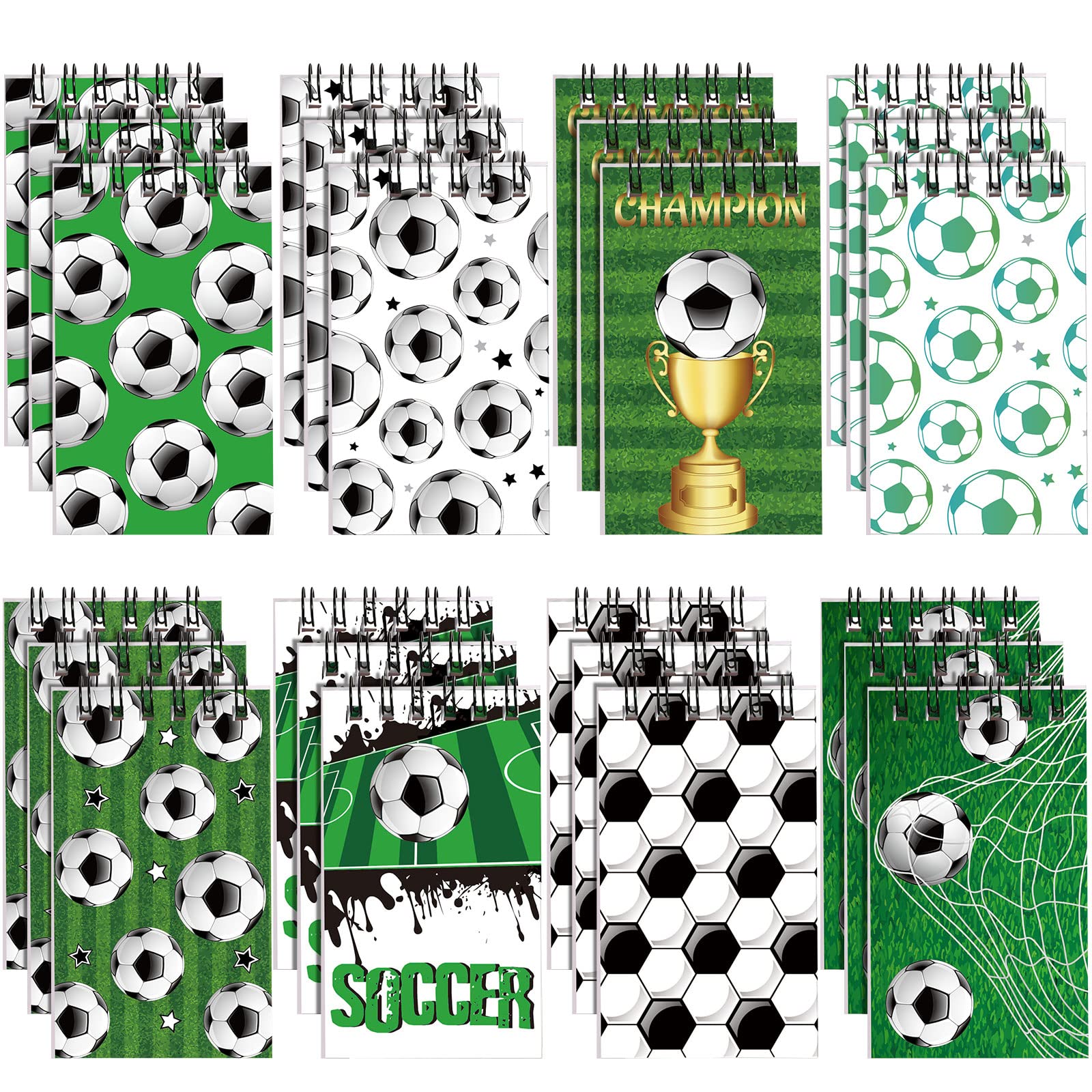 Sepamoon 24 Pieces Sports Party Favors Soccer Mini Notepads Soccer Party Favors Soccer Notepad Spiral Journal Notebooks Teacher Classroom Reward Party Supplies for Teens Boys Girls