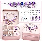 RaStatic Charm Bracelet Making Kit - Girls 66 Pcs DIY Beaded Jewelry Making Kit for Girls Toys Crafts, with a Portable Bracelet Organizer Box