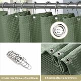 Waterproof Narrow Shower Curtain 92x182cm Green with Metal Hooks view 4