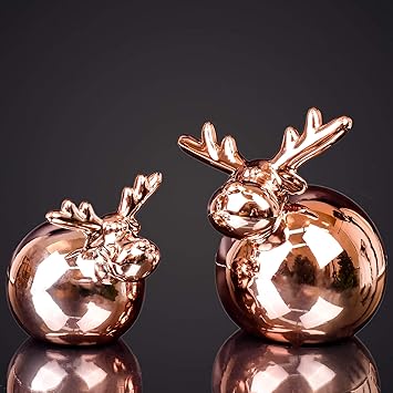 Valery Madelyn Porzellan Weihnachtsdekoration Hirsch Figuren 1015 Cm Rentier Weihnachtsfigur Pracht Thema 2er Set Hirsch Dekofigur Galvanik Kupfer
