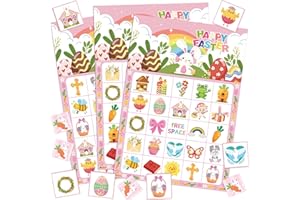 38pcs Easter Bingo Game Party Decorations Easter Day Bingo Game Bunny Egg Bingo Cards Spring Bingo Craft Cards for Spring Par