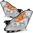 ANPART Headlight Assembly 2 PCS A Set for Nissan Altima 2007-2009 Chrome Housing Amber Reflector Clear Lens Headlamp Driver Passenger Side
