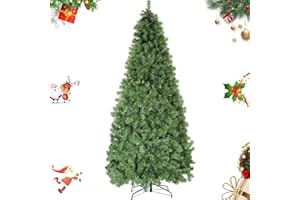 YouMedi 7.5ft Premium Spruce Artificial Holiday Christmas Tree for Home, Party Decoration, Easy Assembly, Metal Hinges & Foldable Base - Fire-Resistant Material