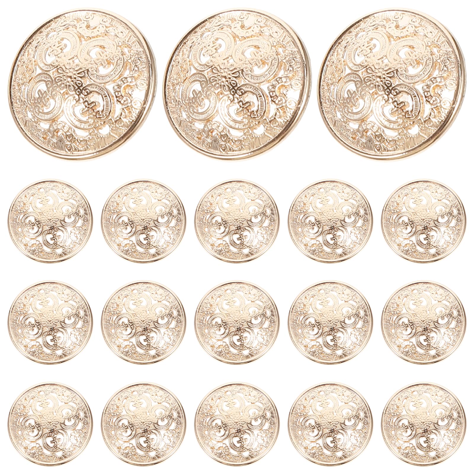 Milisten 30pcs Metal Round Flat Buttons - Coats, Jacket, Shirt, Suit, Trousers Buttons for DIY Craft Sewing - Light Gold, 23mm
