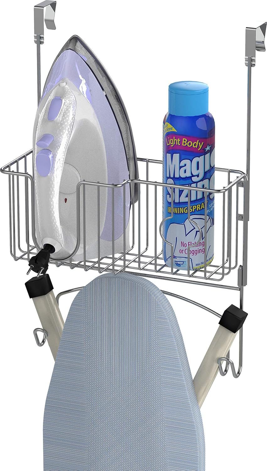 Simple Houseware Over-The-Door/Wall-Mount Ironing Board Holder, Chrome: Home & Kitchen