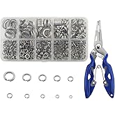 500pcs Flat Split Rings Kit: 10Sizes 17-258LB Heavy Duty Fishing Lure Rings with Plier Set for Saltwater Lure Hook Connector Jewelry Making Supplies