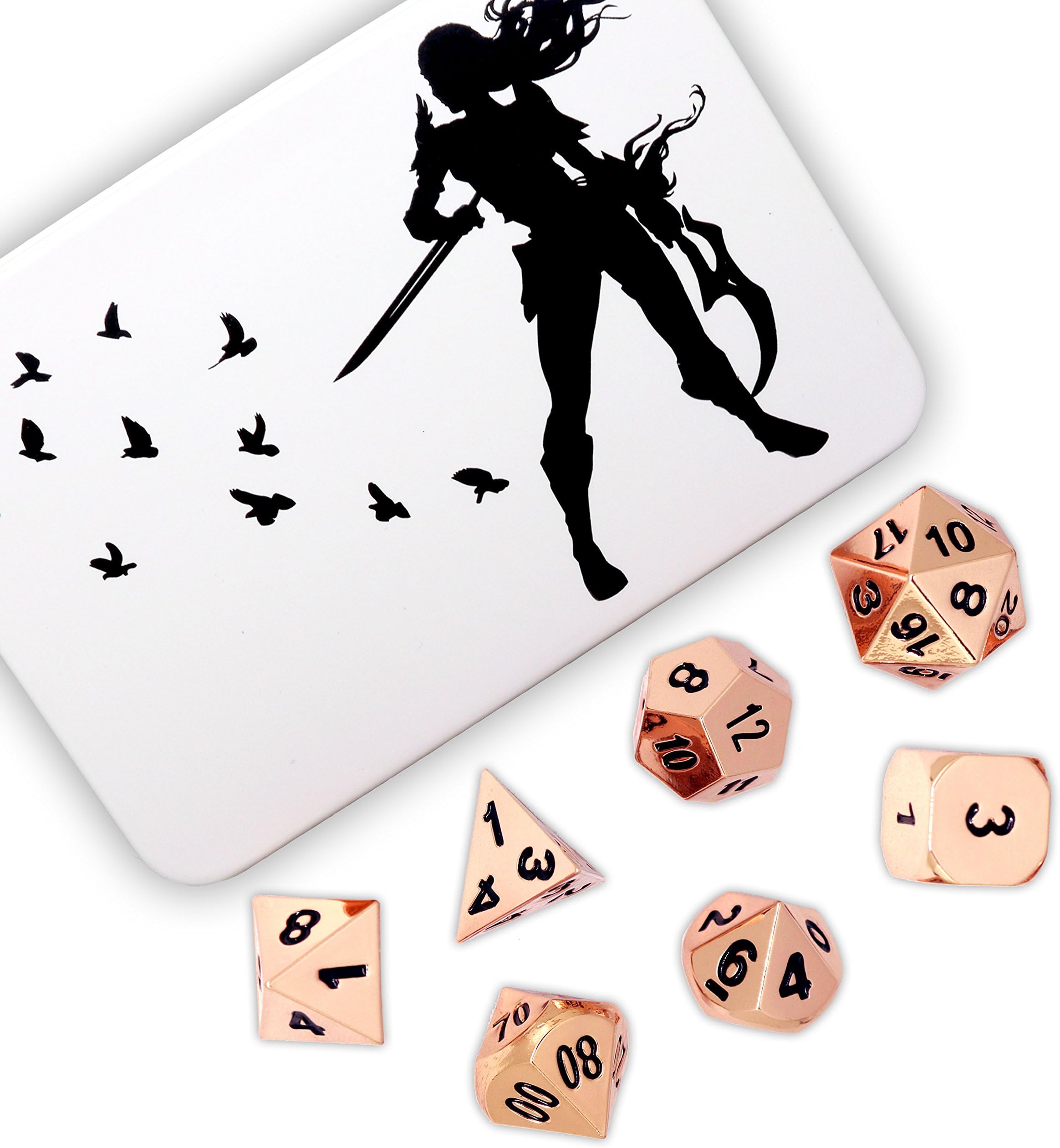 Rose Gold / Copper (Metal) D&D Dice Set for RPGs for Tabletop Roleplaying Games, DND, Pathfinder RPG