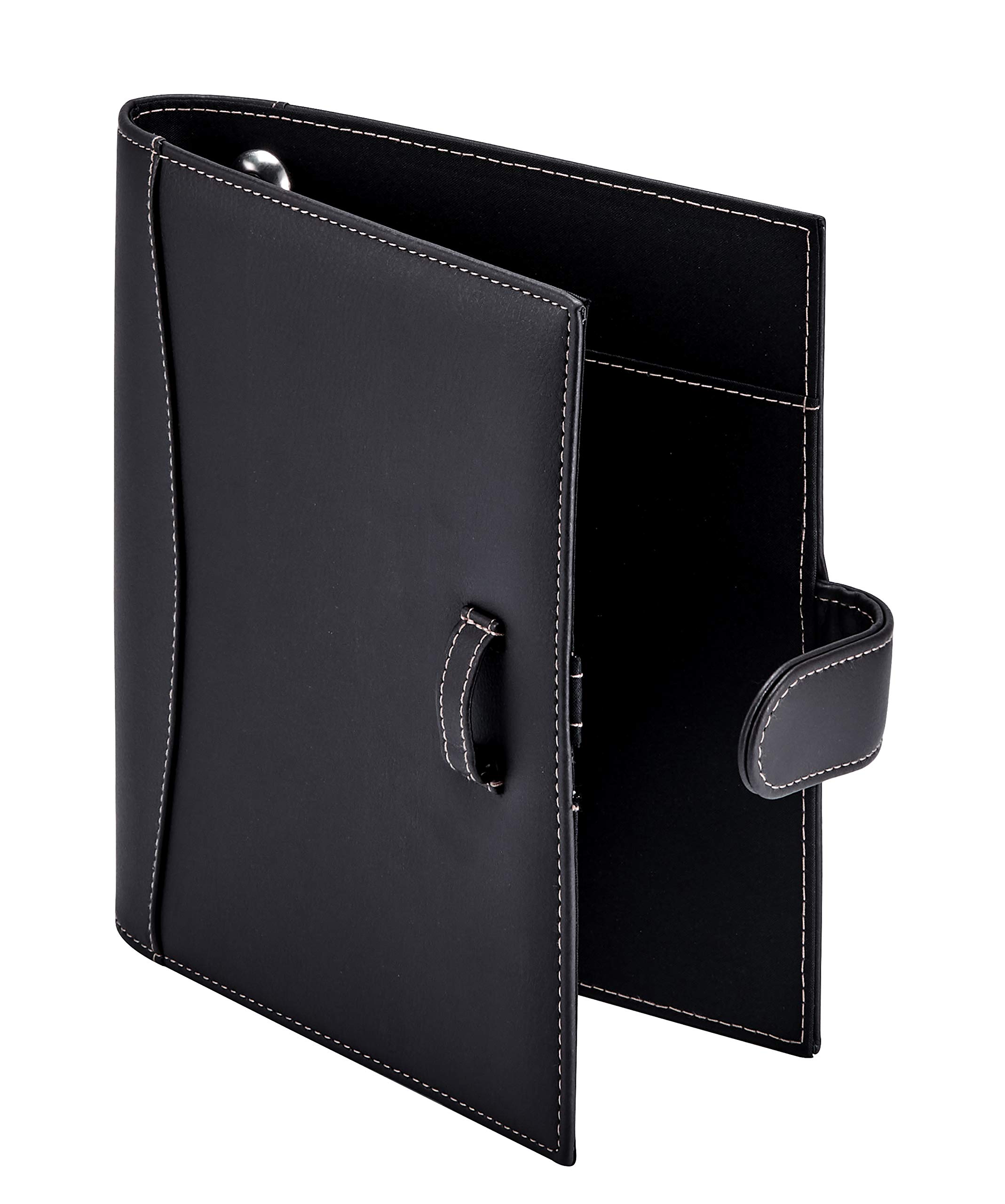It's Academic Mini Executive Leather Portfolio Folder, 1"" Ring Binder and 250-Sheet Capacity, Note Pads, and 5.5"" x 8.5"" Documents, 2 Pen Loops, Black Faux Leather (98294)
