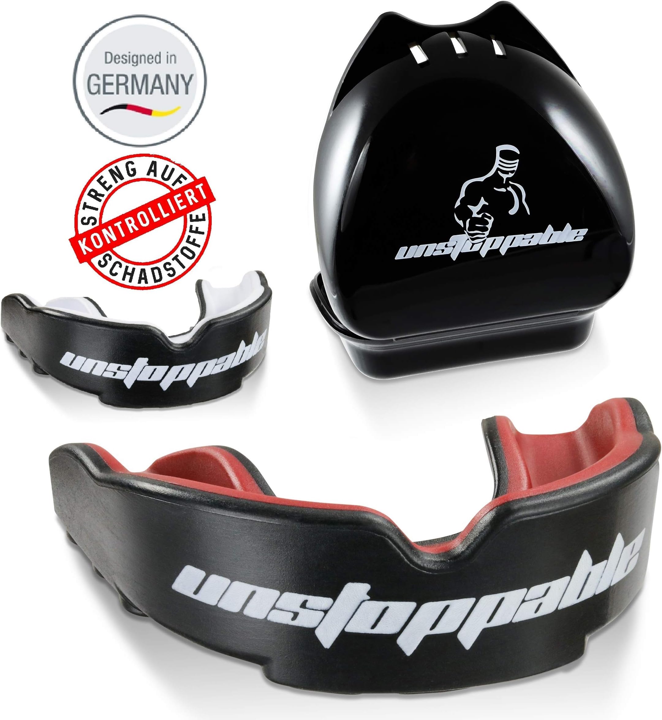 Unstoppable mouth guard sports mouth guard with hygienic storage box and German instructions: boxing, kickboxing, MMA, rugby, judo, karate, hockey and martial arts – you are unstoppable!