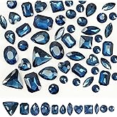 Mix Crystal Rhinestones 106Pcs Point Back Glass Gems Faceted Rhinestones Jewels Embelishments with Silver Plated Back for Crafts, Jewelry Making, Clothes, Shoes, Dress Peacock Blue