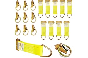 MorScan 10 Pack E-Track O-Rings & 10 Pack 2" x 6" Rope Tie-Off Tie Down Anchors, 2" Diameter O/D Rings - 1,500 lb Working Load Limit, Secure Cargo in Trucks, Enclosed Trailers, Flatbeds, RVs, Vans