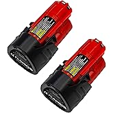 Bmcot 2 Packs 4.0Ah Replacement Battery Compatible with Milwaukee 12V Lithium Ion Battery 48-11-2420 48-11-2440 48-11-2402 48-11-2411 48-11-2412 Cordless Power Tools (Non-OEM)