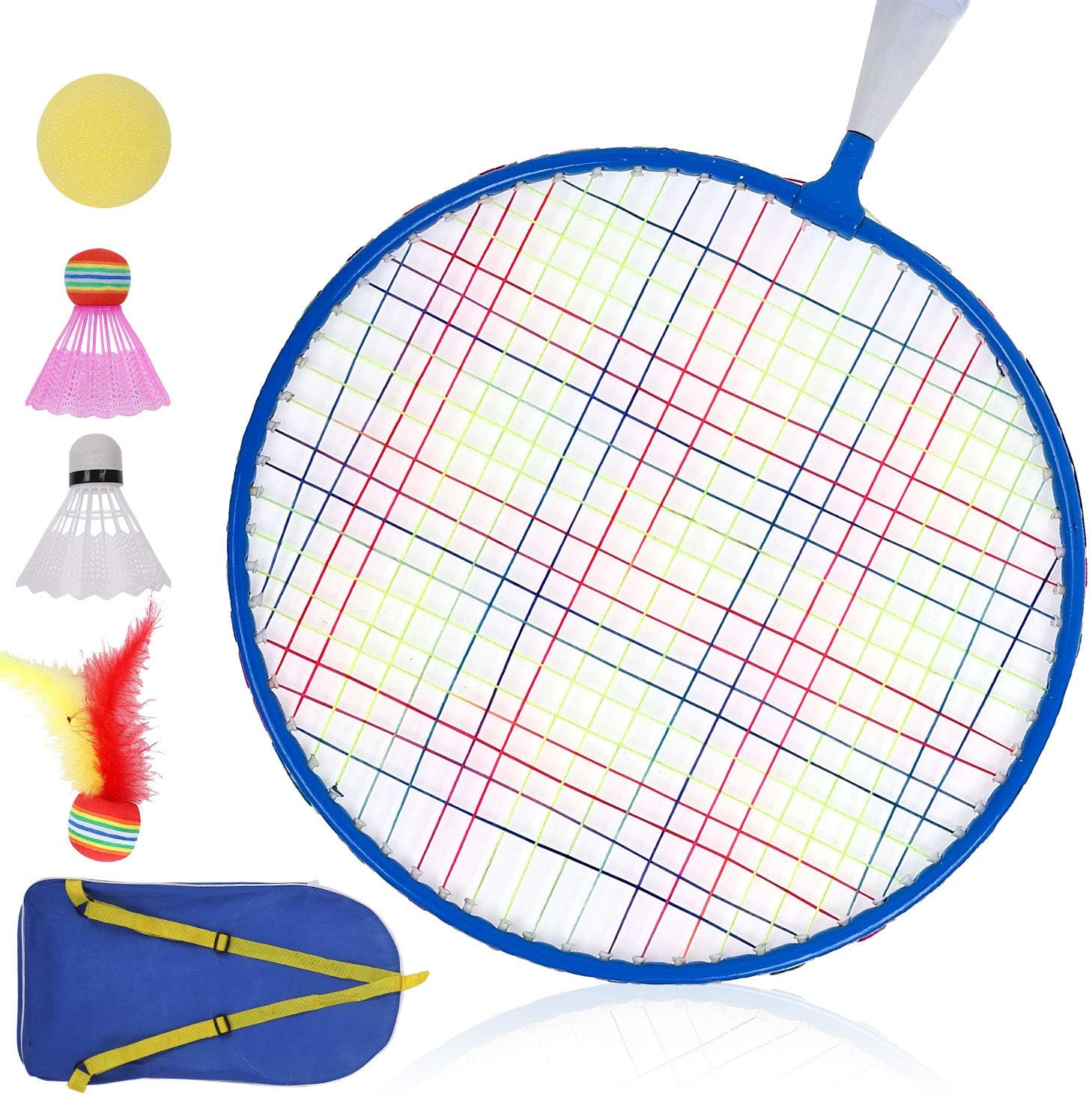 ZZICEN Kids Badminton Set - Toddler Toy Badminton Set for Kids - Includes 2 Kids Badminton Rackets（Blue） : Sports & Outdoors