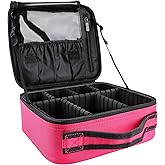 gzcz Travel Makeup Bag,Portable Makeup Case for Women,Professional Cosmetic Train Case Organizer Artist Storage Bag With Adjustable Dividers Brushes Toiletry Jewelry Digital Accessories