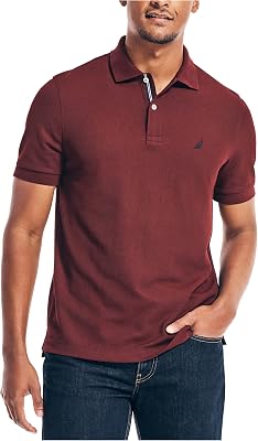 S/S Solid Deck Shirt Classic Fit Polo Hombre, Borgoña Real, 3XL