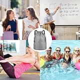 Dacitiery Nylon Drawstring Gym Bag with Outside Zipper Grey Large 48x40 view 6