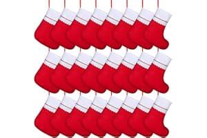 ANVAVO 24 Pack Christmas Stockings 15 Inch Red Felt Xmas Stockings Christmas Tree Hanging Ornaments for Xmas Wall Fireplace Door Window Decorations