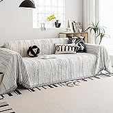 WEYOND Chenille Couch Cover Pet Friendly, Sofa Cover Washable, Reversible Sofa Slipcover for Sectional Sofa, Loveseat, 2 or 3 Cushion Couch, Corner Sofa, Futon Cover (71" X 102", White)