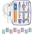 Mr. Pen- Geometry Set, 13 pcs, Compass for Geometry Compass, Geometry Kit Set with Shatterproof Storage Box, Math Compass, Geometry Set for School, Compass Math, Protractor and Compass Set, Purple