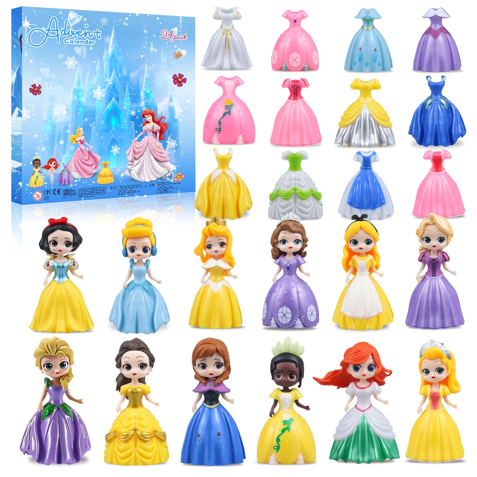 Photo 1 of Princess Advent Calendar 2025 Girls, Princess Deformation Toys 24 Days Christmas Countdown Calendar Creative Xmas Gifts for Kids Teens
