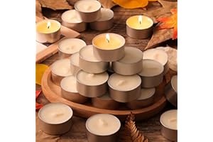 DEVI 6 Hour Soy Wax White Tea Lights Candles 100 Pack Paraffin-Free, Soy Tealight Votive Candles Bulk-6 Hours Long Burning, Unscented Small Tea Lights for Home Weeding Decor