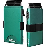 RARITIK Minimalist Carbon Fiber Wallet for Men, Money Clip Cash Strap Wallet, RFID Blocking Metal Wallet Aluminum Card Holder,Front Pocket Wallet