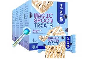 MAGIC SPOON Treats - High Protein, Low Carb, Keto Friendly, Low Sugar, Gluten Free, Crispy Protein Bar Cereal Bar, On-The-Go Healthy Snack (Blueberry Muffin, 16 Bars)