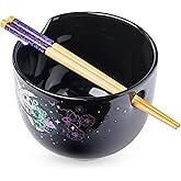 Silver Buffalo Disney Nightmare Before Christmas Starry Night Jack Skellington Ceramic Ramen Noodle Rice Bowl with Chopsticks, Microwave Safe, 20 Ounces