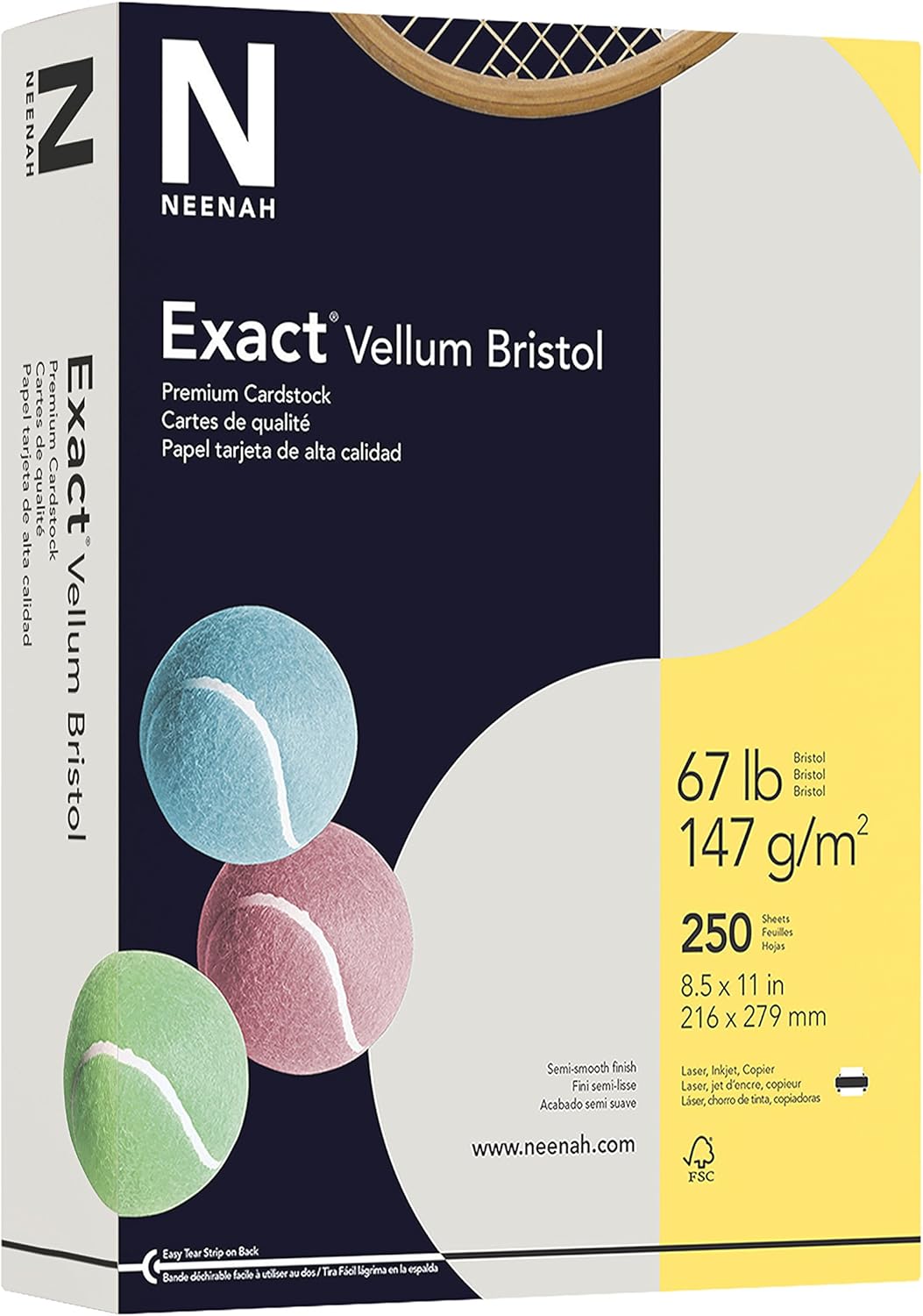 Exact Vellum Bristol, 8.5" x 11", 67 lb/147 GSM, White, 94 Brightness, 250 Sheets (80218) : Cardstock Papers : Office Products